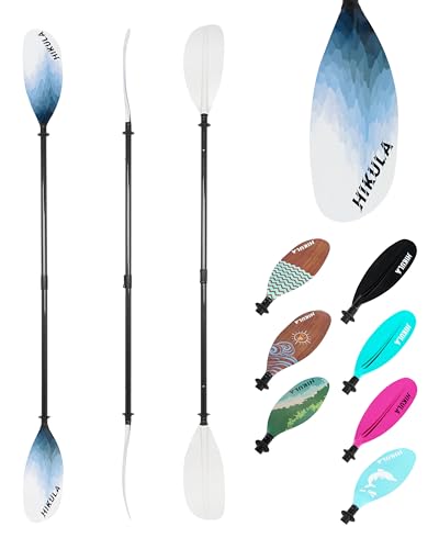 HIKULA Adjustable Carbon Fiber Shaft Kayak Paddle, Kayaking Oars with Reinforced Nylon Blade for Adults, 4 Piece, 86in/220cm to 90in/230cm