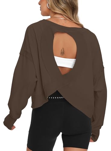 Darong Womens Long Sleeve Athletic Shirts 9225 Brown M