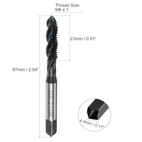 YG-1 T5 Series High Vanadium HSS Spiral Flute Combo Tap, TiCN Coated, Round Shank with Square End, Modified Bottoming Chamfer, M8-1.25 Thread Size, D5 Tolerance