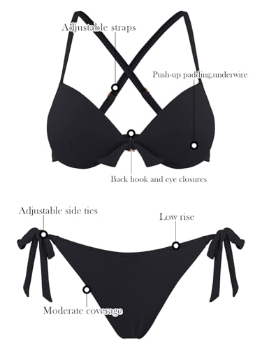 RELLECIGA Women’s Bikini Set High Cut Two Piece Swimsuit Push Up Underwire Bathing Suits4