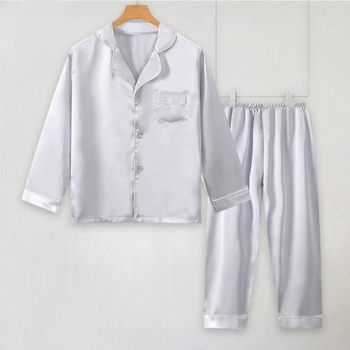 Satin Silk 𝗦leepwear Sets For Kids Baby Boys Girls Long Sleeve Pants Comfy 𝗦leepwear Set Autumn Winter Outfit2