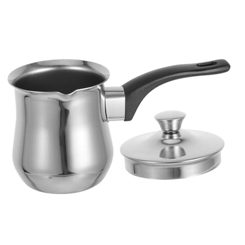 NAMOARLY Turkish Coffee Maker with Lid Stainless Steel Cezve Pot for Stovetop Use and Easy to Clean for Family Coffee Milk Preparation Traditional Design