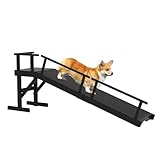 ZENTAVO 61" Dog Ramp for Bed, Pet Ramp with Removable Side Rail and Non-Slip Surface, Pet Ramp for Small & Large & Senior Dogs with Rest Platform and DIY Glow Strips,Dog Stairs for Couch,Black