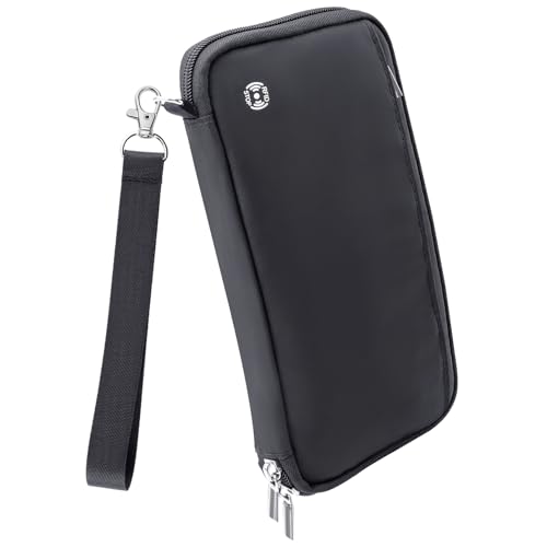 WALNEW Passport Holder Travel Family for 10, RFID-Blocking Wallet and Document Organizer Passports with Zipper, for Cards, Boarding Passes, Money, Tickets, Travel Essentials, Black