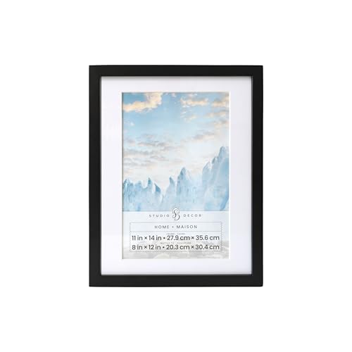 Studio Decor Home Black Tyler Frame with Mat – Modern Wall Photo Frame, White Mat, 3/4