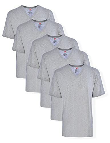 Image of Hanes Men's V-Neck Undershirts, Tag-Free 100% Cotton Multipack Tall Size Basics Soft T-Shirts