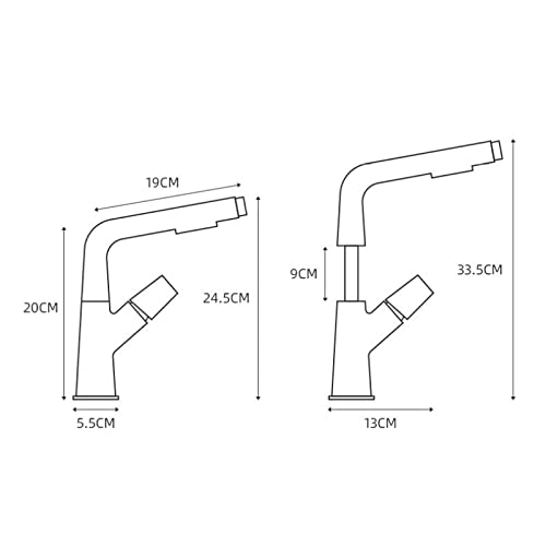 Robinet de lavabo extractible et relevable à 2 modes d'eau en laiton - 2