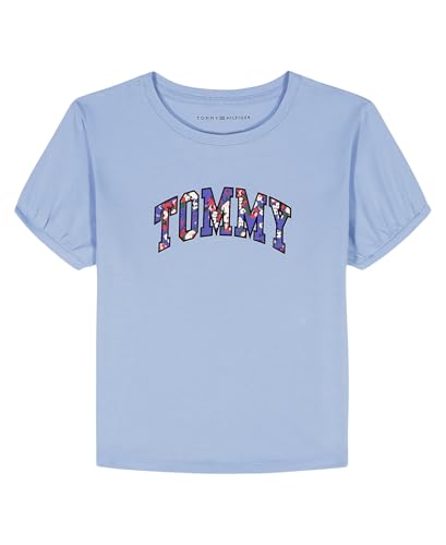 Image of Tommy Hilfiger Girls' Short Sleeve Flag Logo Tee, Soft & Comfortable