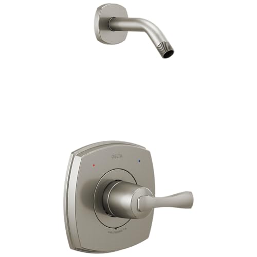 Delta Faucet Stryke 14 Series Single-Function Brushed Nickel Shower Faucet Valve Trim Kit Shower Handle Delta Shower Trim Kit Lumicoat Stainless T14276-SS-PR-LHD (Shower Head & Valve Not Included)