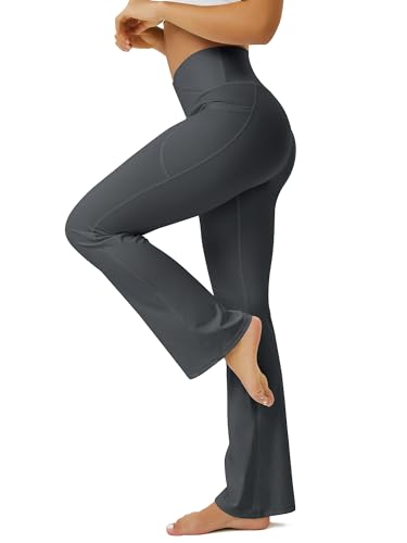 Image of FOHOFO Yoga Pants Women, Flare Leggings for Women with Pockets Crossover High Waisted Bootcut Yoga Pants