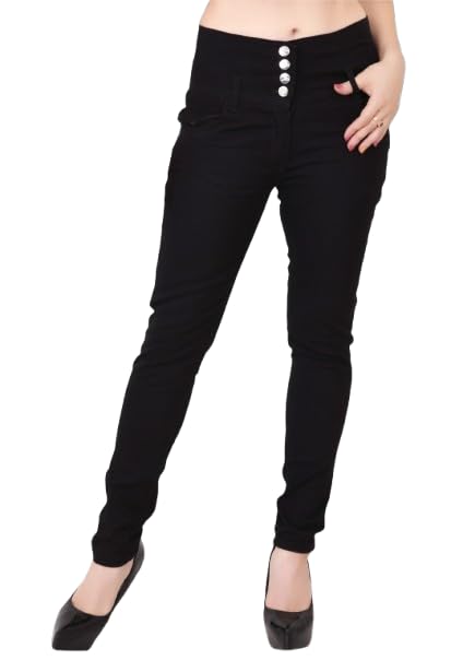 Linaria Women's Black Mid Rise Stretchable Denim Jeans-picture-11
