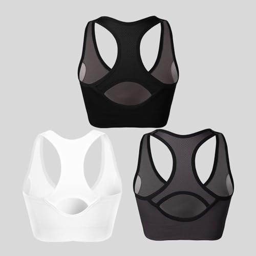 Image of Match Women's Seamless Racerback Sports Bra with Removable Pads Strappy Workout Bra Top for Yoga Gym Running Fitness (New Size)