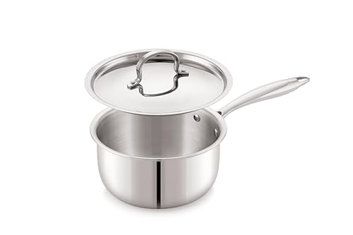 Image of Anjali Tattva Triply Stainless Steel Sauce Pan- 1500ml with SS Lid Heavy-Duty Triply Base Induction & Gas Compatible Even Heat Distribution-TVTSPL16