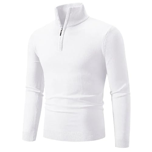 Men's Long Sleeve Street Half Zip Pullover Turtleneck Knit Solid Color Sweater Top2