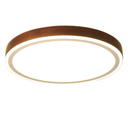 Plafonnier LED flush mount en bois foncé rond et ultra-mince de 2,36 pouces
