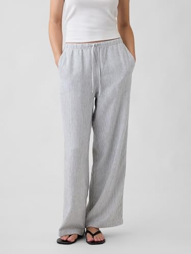 Image of Gap Womens Wide Leg Linen Pull on Pant