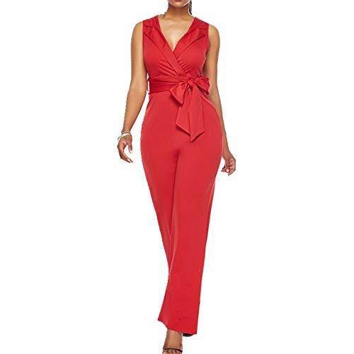 Preisvergleich Produktbild NOBRAND Damen Jumpsuit, ärmellos, weites Bein Gr. Medium, rot