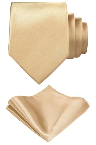 Image of TIE G Solid Satin Woven dyed Color Formal Black Necktie and Pocket Square Sets in Gift Box
