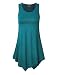 MBJ WT671 Womens Handkerchief Hem Tank Tunic Top L TEAL
