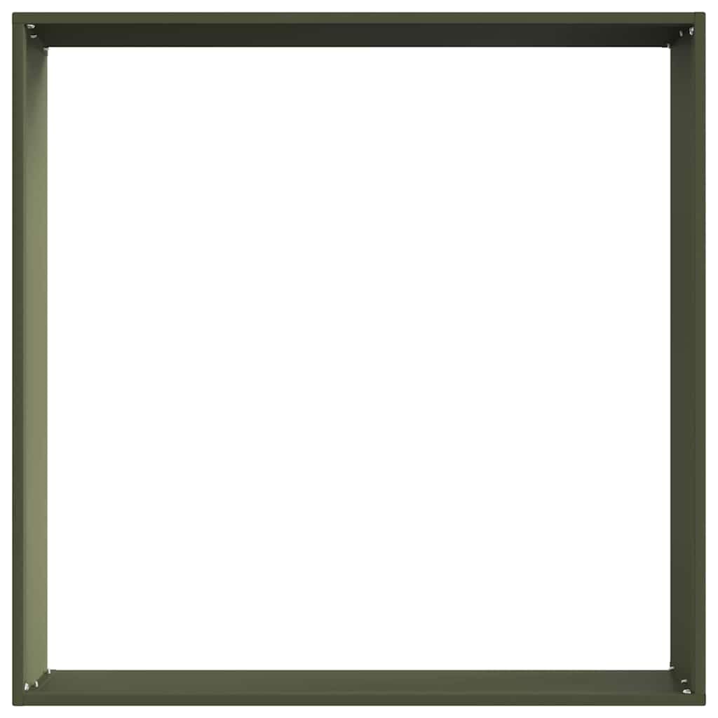 Juego de 6 bordes de césped de acero, cuadrados, verde oliva, 60 x 60 x 13 cm, robusto, para jardín y bancal, moderno borde de corte para delimitación de jardín