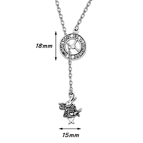 KUIYAI Movie Necklace The Cheshire Cat Charm Y Necklace Clock Time Charm Fairy Tale Jewelry2