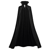 AGCOAH Adult Vampire Cloak Men Women Two Sides Reversible Stand Collar Magician Cape Black Halloween Devil Witch Masquerade Cosplay 59.0Inch