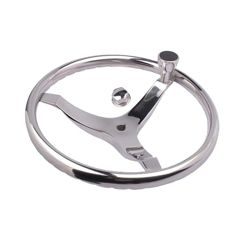 ZGYDNM Ship steering wheel 15.5 Stainless Steel Rim Steering Wheel 3 Spokes Marine Boat Yacht Fit For Kayak Accessories Comfortable