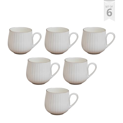 Image of Clay Craft Fine Ceramic Director Coffee Mug Set of 6-210 Ml Each, Mugs for Coffee, Cups Set, Ideal for Gifting, Perfect for Home & Office, Elegant Ceramic Tea Cup Set (1101)