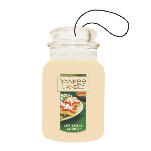 Image of Yankee Candle Classic Paper Car Jar Air Freshener, Hanging Car Freshener, Long Lasting Car Fragrance, Balsam & Cedar, Christmas Cookie, 5 Each (Variety Pack)