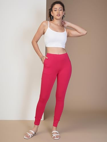Image of ONE SKY Women Full Length Leggings | Cotton Modal Spandex Blend | High Waist Stretchable & Bio-Washed Fabric | Colour-Lock Technology | Comfortable Leggings for Women