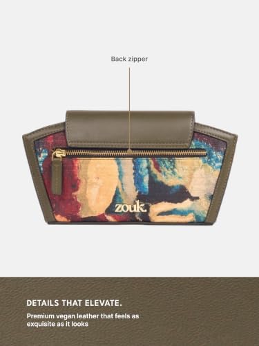 Image of ZOUK Women's Zareen Clutch Bag with Detachable Sling Strap | Vegan Leather | Wedding, Party, Formal