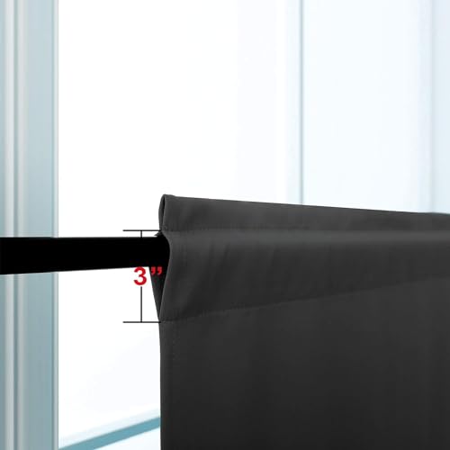 Image of KOUFALL Small Window Bathroom Window,Dark Gray Blackout Cafe Curtains for Kitchen 24x32 Inch Length