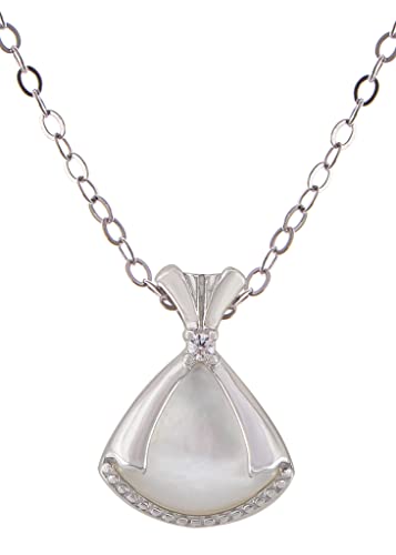 Image of Alilang Sparkling Crystal Rhinestone Seashell Skirt Necklace - 925 Sterling Silver Fan Pendant Necklaces For Women With Bow