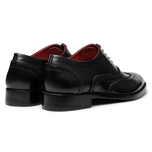 Image of Lethato Wingtip Brogue Oxford Handcrafted Men's Genuine Leather Lace up Dress Shoes