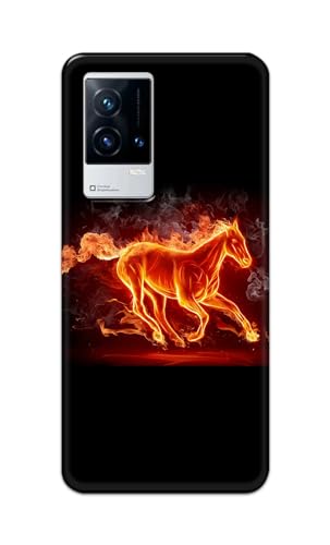 Image of PRINTFIDAA Printed Hard Back Cover Case for Vivo IQOO 9 5G Back Cover (Fiery Horse) -112