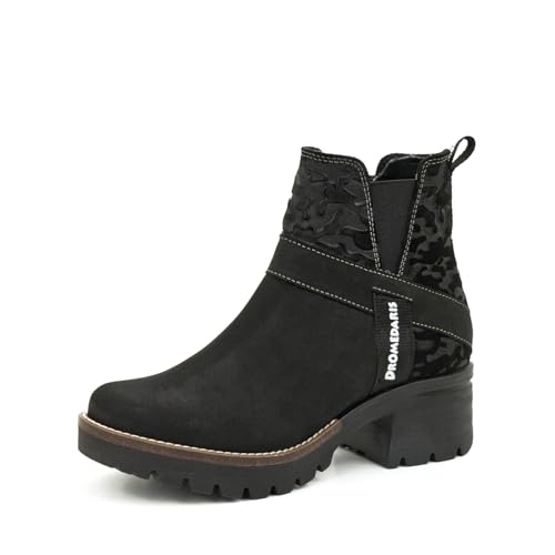 Dromedaris Women's Katniss Chelsea Boot with Chunky Sole, Black, EU 42M