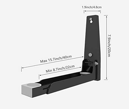 Eidoct 304 Stainless Steel Microwave Mount Bracket, Retrackable Foldable Microwave Oven Wall Mounted Stand Holder Rack Bracket for Home Kitchen Accessories, Black