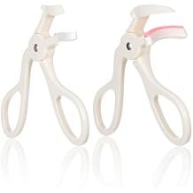 2 Style Eyelash Curlers, Plastic Eyelash Curler, Premium Cute Small Eye Lash Curler for No Pinching or Pulling Lash, Professional Makeup Tool for Eyelashes for Long Lasting White