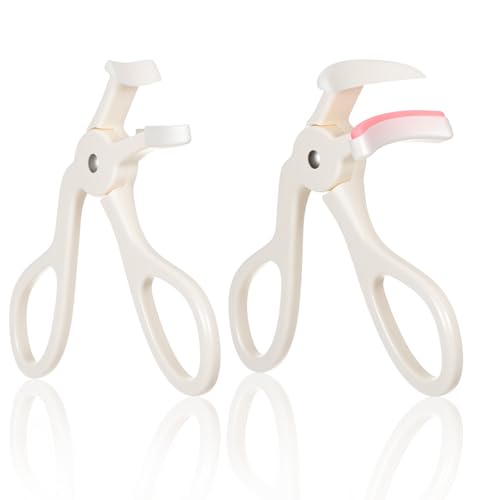 LXUEJIE 2 Style Eyelash Curlers Plastic Eyelash Curler Premium Cute Small Eye Lash Curler for No Pinching or Pulling Lash Professional Makeup Tool for Eyelashes for Long Lasting (White)