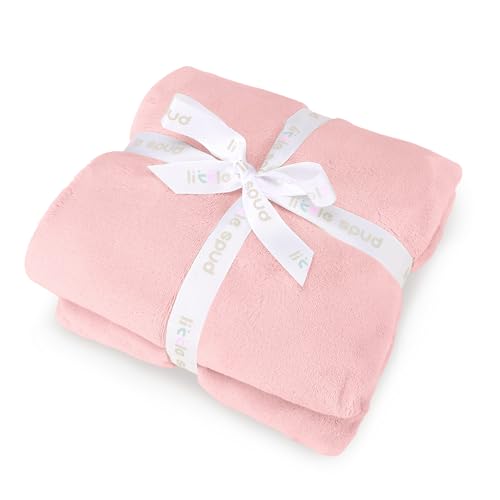 Image of LITTLE SPUD Fleece Baby Blankets Neutral for Boys and Girls, Ultra Soft Cozy 40 * 40 inch Square Bed Blanket, Lightweight Toddler Newborn Receiving Blankets for Crib Stroller, Pink