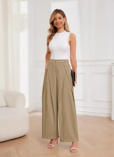 HVT Wide Leg Dress Pants for Women High Waisted Loose Palazzo Pants Business Casual Work Trousers Pants with Pockets4