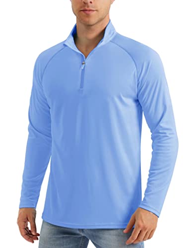 MAGCOMSEN Men's Long Sleeve Sun Shirts UPF 50+ Tees 1/4 Zip Up Fishing Running Rash Guard T-Shirts Outdoor Shirt