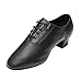 Boy's Ballroom Dance Shoes Latin Salsa Dancing Black Breathable Pu Leather Tango Morden Character Shoes (Black, 13.5 Little Child)