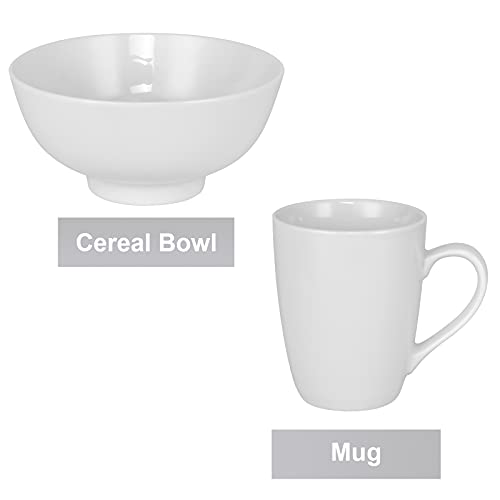 Miibox White Dinnerware Set, 20-Piece Service For 4，With Dinner Plates, Salad Plate, Bowls, Mugs And Teaspoons, Porcelain Durable For Christmas, Halloween, Wedding, Banquet #TOP3