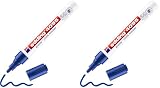 edding 4095 Kreidemarker - blau - 1 Kreidestift - Rundspitze 2-3 mm - Kreidestift für Tafel abwischbar - zum Beschriften von Fenster, Glas, Spiegel - Tafelstift mit deckenden Farben (Packung mit 2)