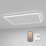 Calefacción infrarroja, montaje en techo, 590 W, con iluminación LED, calefacción infrarroja, con termostato, control remoto por aplicación, panel calefactor eléctrico, 88 x 63 cm