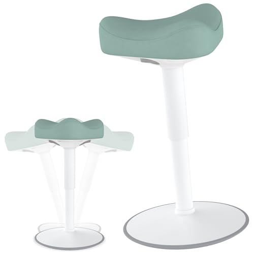 Suusolny Ergonomischer Sitzhocker mit Schwingeffekt Dreieckiger Bürohocker Stehhocker Wackelhocker Arbeitshocker rutschfest Ergonomische Stehhilfe Büro Höhenverstellbar von 47 bis 65 cm - Grün