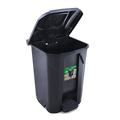 LIXEIRA 60LTS PRETA C/RODA PEDAL TAMPA CLICK