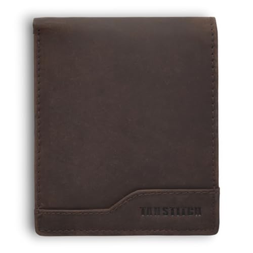 Image of TANSTITCH Slim Leather Wallet | Minimalist & Thin Wallet | RFID Protected Wallet (Black) (Mud Brown)