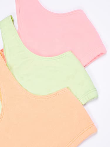 Fruit of the Loom Sutiã esportivo elástico embutido de algodão para meninas, Lentilha/Manga/Rosa/Bra